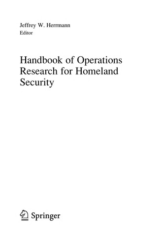 Cover for Handbook of Operations Research for Homeland Security