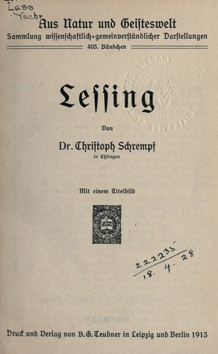 Cover for Lessing