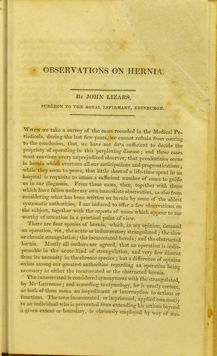 Cover for Observations on hernia