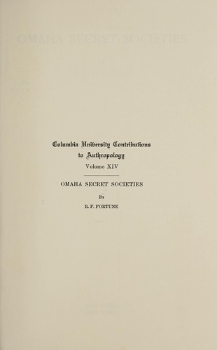 Cover for Omaha secret societies