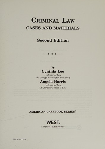 Cover for Criminal law