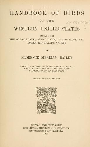Cover for Handbook of birds of the western United States