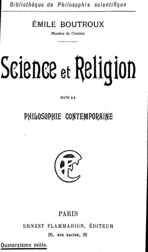 Cover for Science et religion dans la philosophie contemporaine
