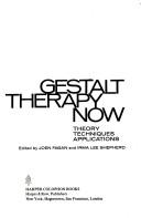 Cover for Gestalt therapy now