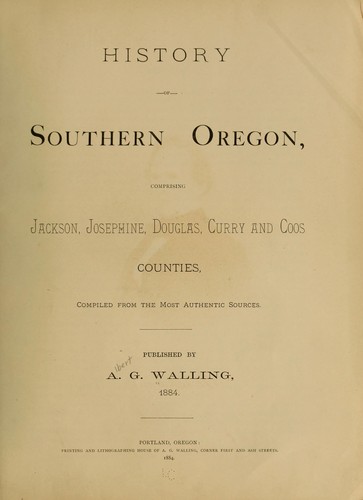 Cover for History of southern Oregon