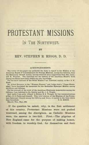 Cover for Protestant missions in the Northwest
