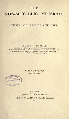 Cover for The non-metallic minerals.
