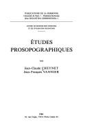 Cover for Etudes prosopographiques