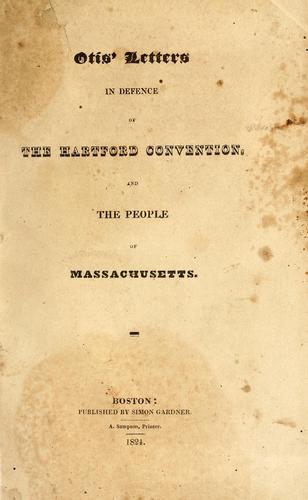 Cover for Otis' letters in defence of the Hartford Convention