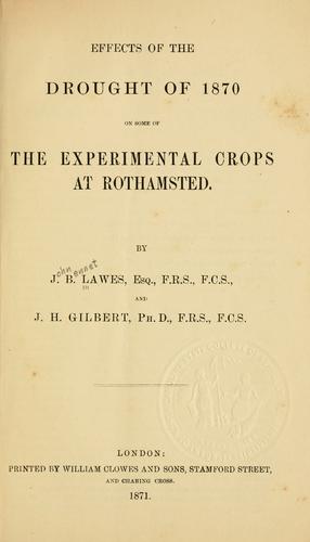 Cover for Effects of the drought of 1870 on some of the experimentalcrops at Rothamsted