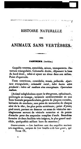 Cover for Histoire naturelle des animaux sans vertèbres ...: présentant les caractères généraux et ...