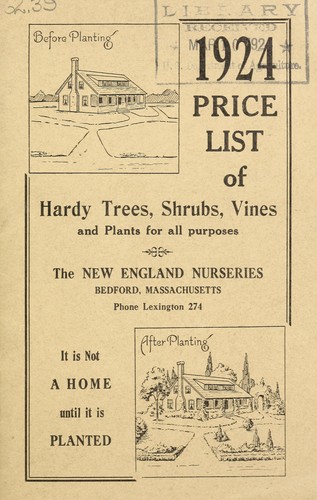 Cover for 1924 price list of hardy trees, shrubs, vines, and plants for all purposes