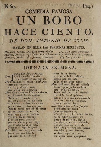 Cover for Comedia famosa Un bobo hace ciento