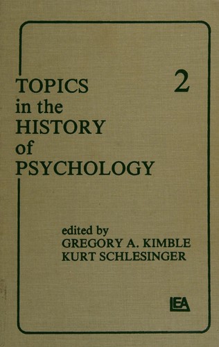 Cover for Topics in the history of psychology