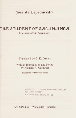 Cover for The student of Salamanca =