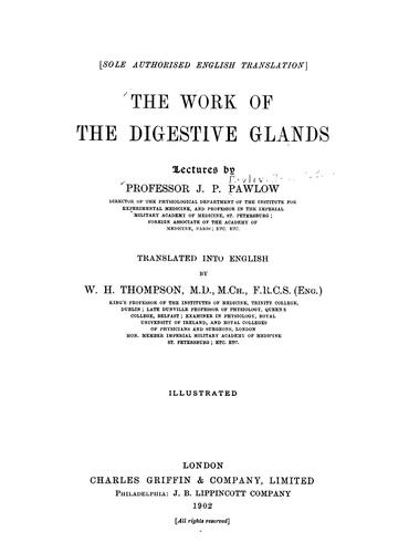 Cover for The work of the digestive glands
