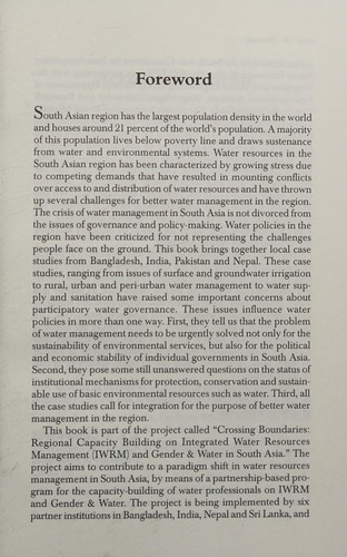 Cover for Water Resource Management in South Asia