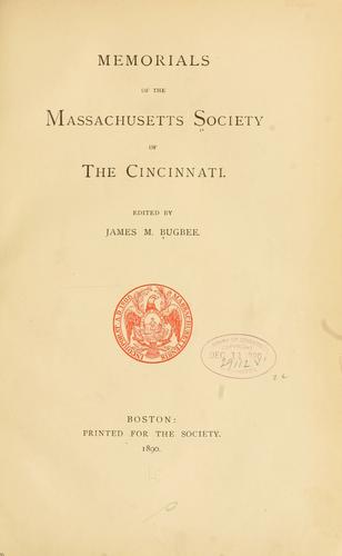 Cover for Memorials of the Massachusetts Society of the Cincinnati