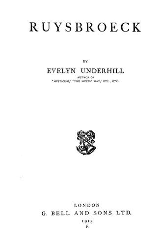 Cover for Ruysbroeck