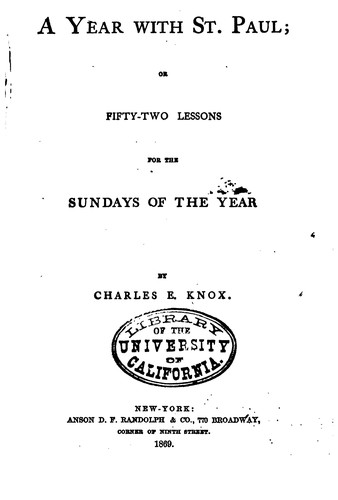 Cover for A Year with St. Paul: Or, Fifty-two Lessons for the Sundays of the Year