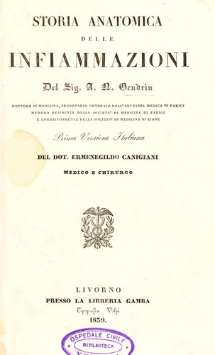 Cover for Storia anatomica delle infiammazioni ...