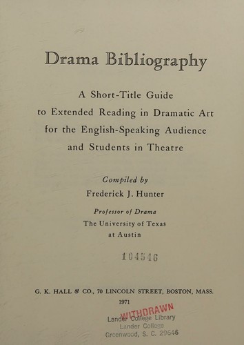 Cover for Drama bibliography