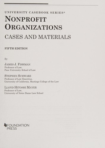 Cover for Nonprofit Organizations, Cases and Materials