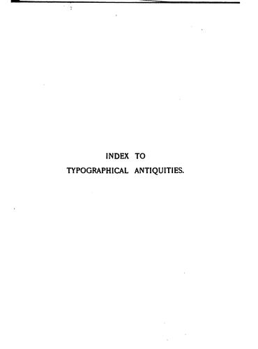 Cover for An index to Dibdin's edition of the Typographical antiquities
