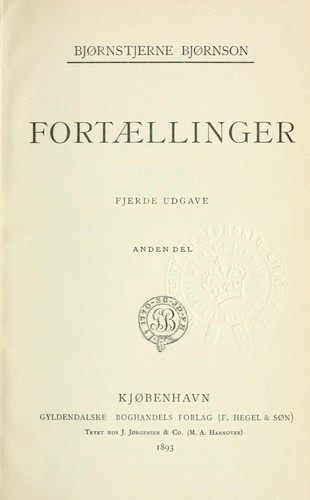Cover for Fortaellinger af Bjrnstjerne Bjrnson