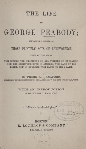 Cover for The life of George Peabody