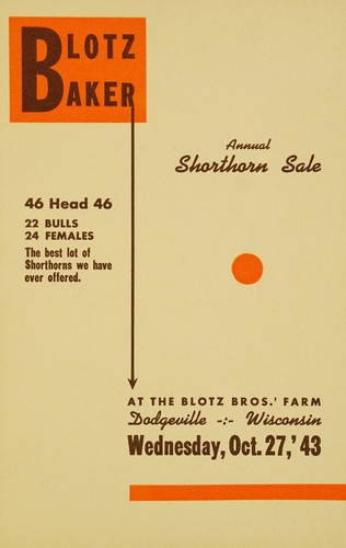 Cover for Blotz-Baker annual shorthorn sale