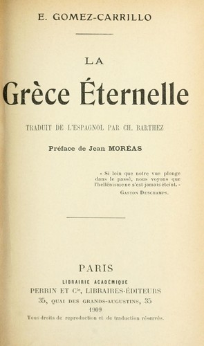 Cover for La Grèce éternelle.