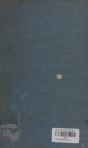 Cover for Trace elements in plants and animals.