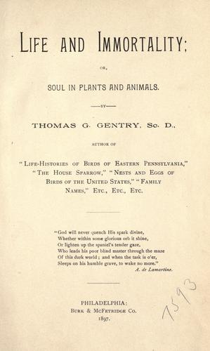 Cover for Life and immortality