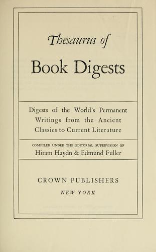 Cover for Thesaurus of book digests