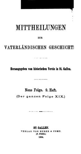 Cover for Mitteilungen zur vaterläendischen Geschichte