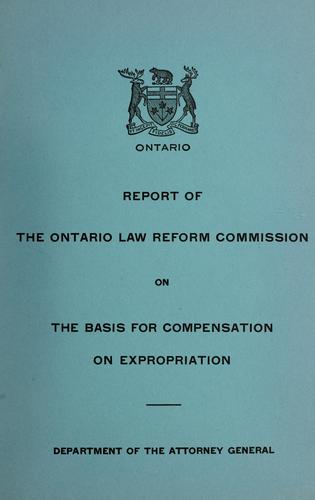 Cover for Report on the basis for compensation on expropriation.