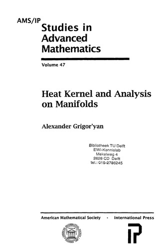 Cover for Heat kernel and analysis on manifolds