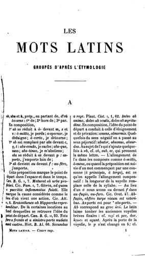 Cover for Dictionnaire étymologique Latin