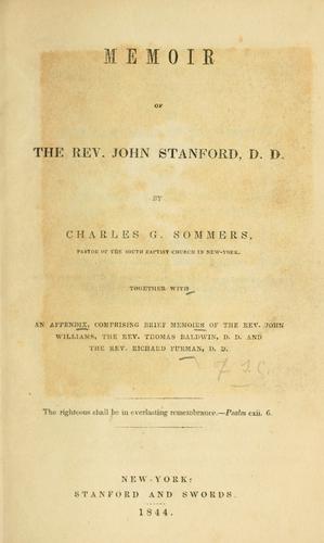 Cover for Memoir of the Rev. John Stanford, D.D.