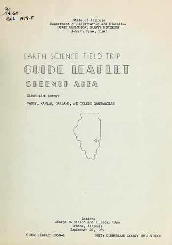 Cover for Guide leaflet, geological science field trip, Greenup area