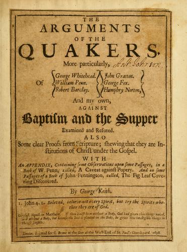 Cover for The arguments of the Quakers