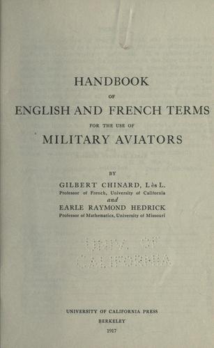Cover for Handbook of English and French terms for the use of military aviators