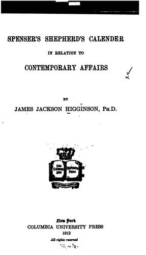 Cover for Spenser's Shepherd's calender in relation to contemporary affairs