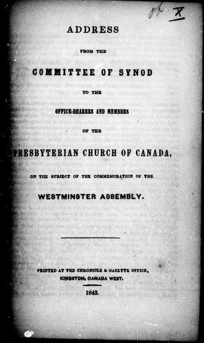 Cover for Address from the Committee of Synod