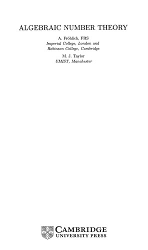 Cover for Algebraic number theory