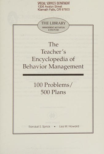 Cover for The Teacher's Encyclopedia of Behavior Management