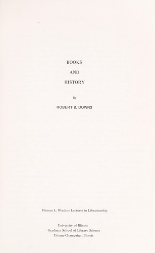 Cover for Books and history