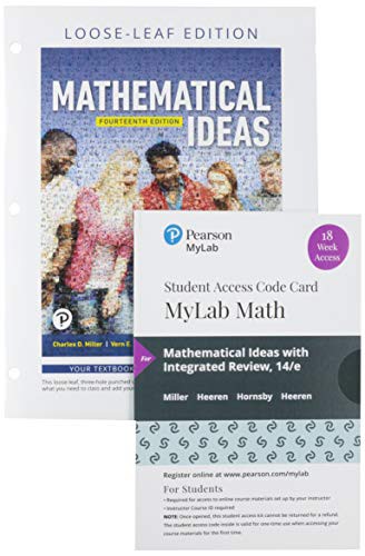 Cover for Mathematical Ideas, Loose Leaf Edition Plus MyLab Math with Pearson eText -- 18 Week Access Card Package