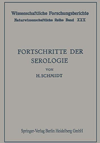 Cover for Fortschritte der Serologie